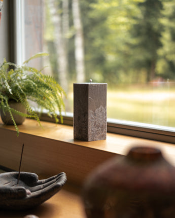 Elegant Silver Grey Square Pillar Candle