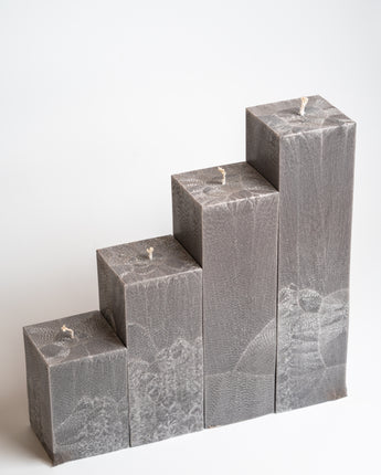 Elegant Silver Grey Square Pillar Candle