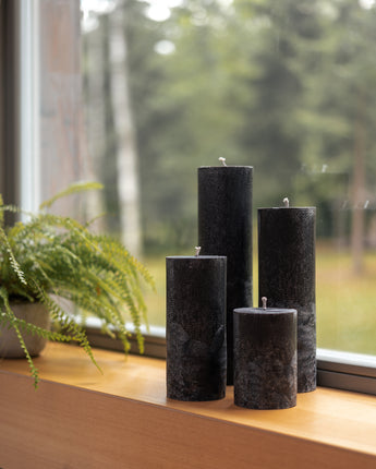 Midnight Black Round Pillar Candle