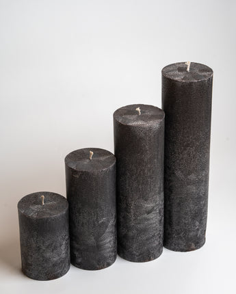 Midnight Black Round Pillar Candle
