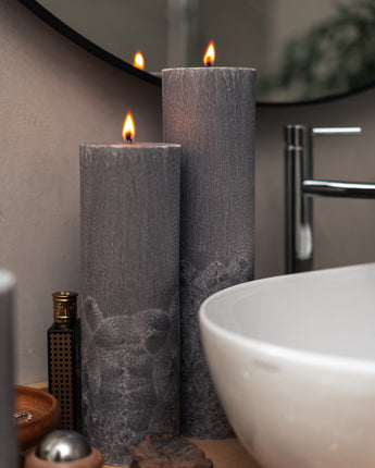 Elegant Silver Grey Round Pillar Candle